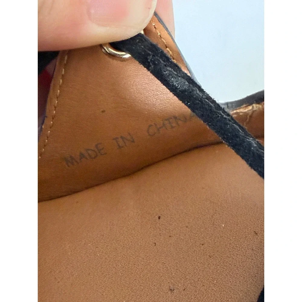 CHLOE See By Chloe Liana Wedge Sandal 6 Black Suede/Gold Cork Platform Gladiator